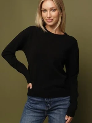 Czarny Klasyczny Sweter z Wiskozą i Wełną Norpine tandem