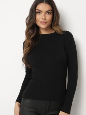 Czarny Klasyczny Sweter z Wiskozą Valentivra by swan