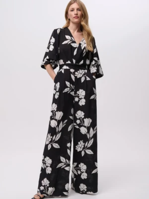 Czarny kombinezon w białe kwiaty Greenpoint