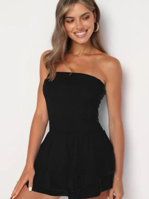 Czarny Kombinezon z Bawełny z Elastyczną Gumką w Talii i Falbanką Olialia jumelle