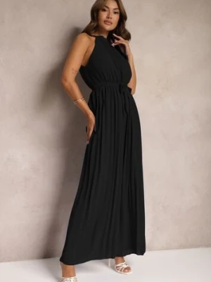 Czarny Kombinezon z Dekoltem Typu Halter i Gumką w Talii Zolefia lovery