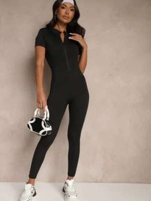 Czarny Kombinezon z Półgolfem i Przeszyciami Lumaleine yu & me