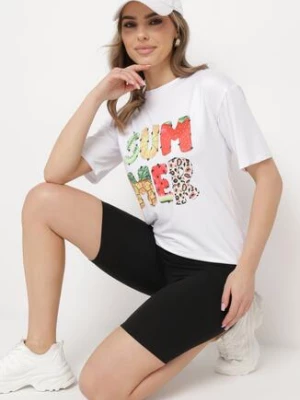 Czarno-Biały Komplet z T-shirtem i Szortami Typu Kolarki Tiimavee