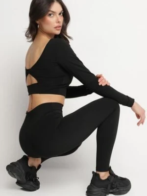 Czarny Komplet Sportowy Legginsy i Bluzka z Odkrytymi Plecami Dasalla yu & me