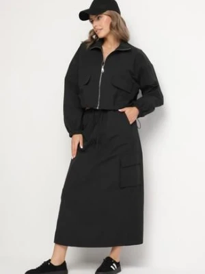 Czarny Komplet z Bawełną Rozpinana Bluza i Spódnica Evariel bisou's project