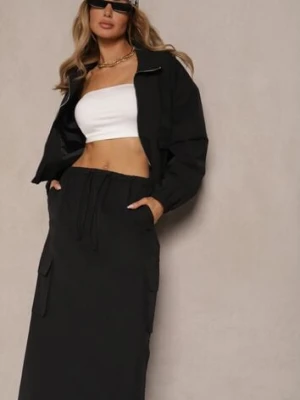 Czarny Komplet z Bawełną Spódnica i Rozpinana Bluza Evorea bisou's project