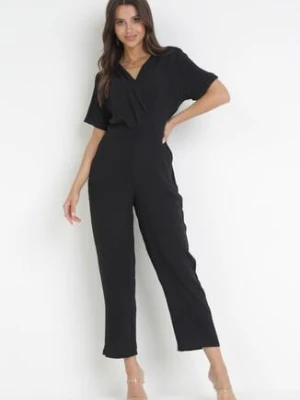 Czarny Kopertowy Kombinezon z Bawełny i Wiskozy Semalia melya by melody