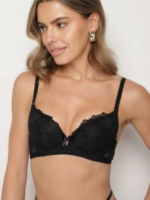 Czarny Koronkowy Biustonosz Ozdobiony Kokardką Ezanzee love magnolia