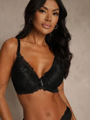 Czarny Koronkowy Biustonosz w Klasycznym Stylu Coralee