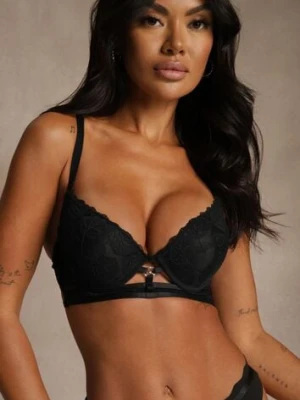 Czarny Koronkowy Biustonosz w Klasycznym Stylu z Aplikacją Galinassa love magnolia