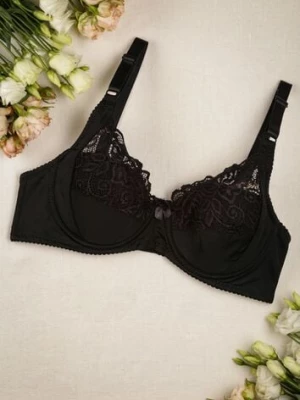 Czarny Koronkowy Biustonosz z Regulowanymi Ramiączkami Dalinva