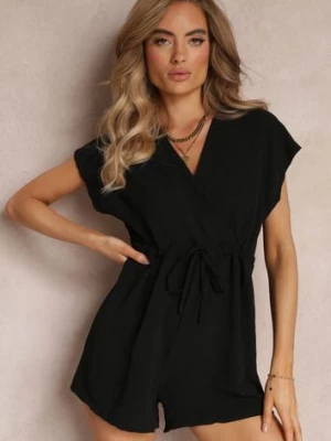 Czarny Krótki Kombinezon ze Ściągaczem w Talii Weam new collection