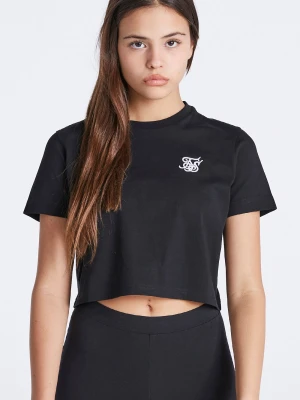 Czarny krótki t-shirt dziewczęcy SikSilk