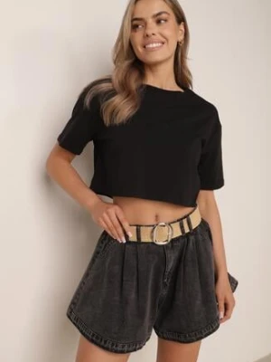 Zdjęcie produktu Czarny Krótki T-shirt Oversize Lilu glo-story