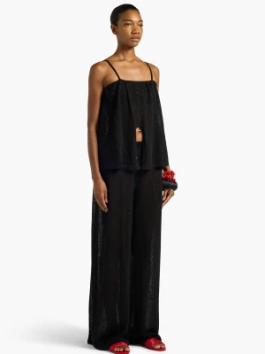 CZARNY LUŹNY TOP Z CEKINAMI LIVIANA CONTI