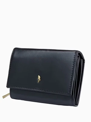 Czarny mały skórzany portfel damski  Puccini