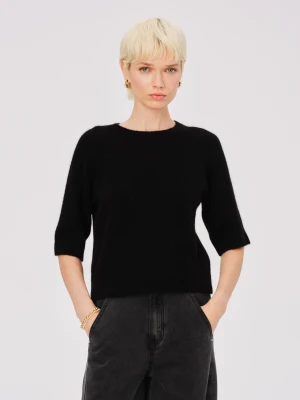 Czarny melanżowy sweter z moherem i wełną TARANKO