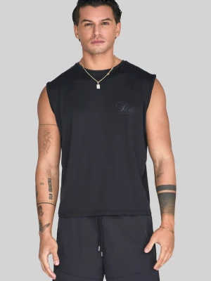 Czarny męski bezrękawnik z logo relaxed fit SikSilk