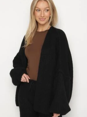 Czarny Nietoperzowy Kardigan Bez Zapięć z Domieszką Wełny i Wiskozy Rallisa jumelle