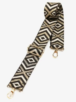Czarny Pasek do Torebki w Geometryczny Print Sarovia versoli