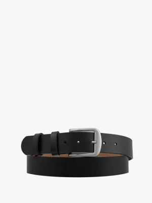 Czarny pasek męski ze skóry licowej Ryłko