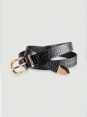 Czarny pasek z metalowym zakończeniem Greenpoint