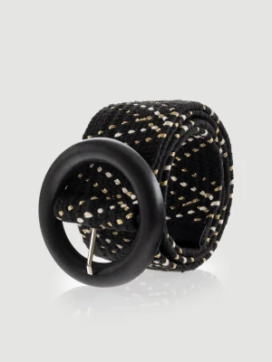 Czarny pasek z okrągłą klamrą Top Secret