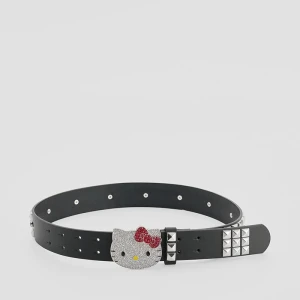 Czarny pasek z ozdobną klamrą Hello Kitty i ćwiekami House