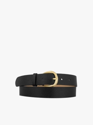 Czarny pasek z skóry licowej Ryłko