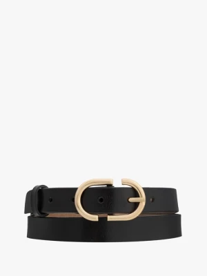 Czarny pasek ze skóry licowej Ryłko