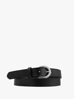 Czarny pasek ze skóry licowej Ryłko