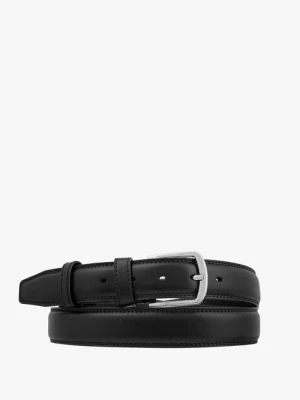 Czarny pasek ze skóry licowej Ryłko