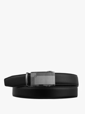 Czarny pasek ze skóry licowej Ryłko