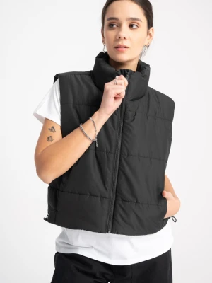 Czarny pikowany bezrękawnik na wysokiej stójce Reporter