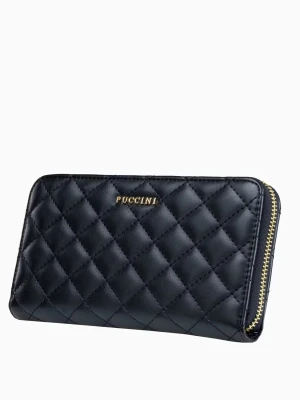 Czarny pikowany portfel damski Puccini