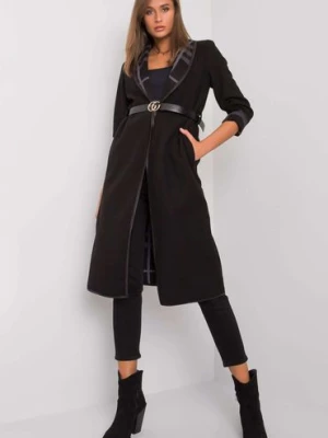Czarny płaszcz bez zapięcia Italy Moda