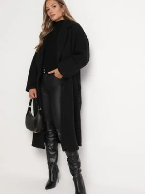 Czarny Płaszcz Oversize Jednorzędowy Gardalena tricot station