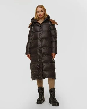 Czarny Płaszcz Puchowy Damski Deha