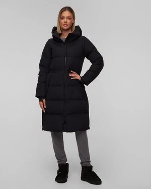 Czarny Płaszcz Puchowy Damski Woolrich Matt Stretch Long Puffer Parka