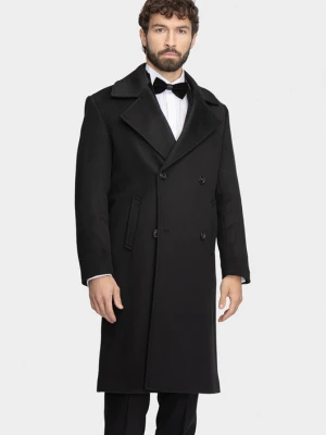 Czarny płaszcz z flauszu 00281A90GSA Giacomo Conti