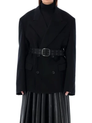Czarny płaszcz z podwójnym rzędem guzików Junya Watanabe