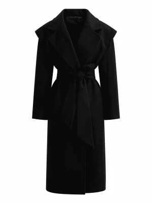 Czarny płaszcz z szerokimi ramionami - NEO - wełna i kaszmir LAÏF