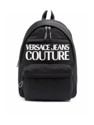 Czarny Plecak Męski z Logo Versace Jeans Couture