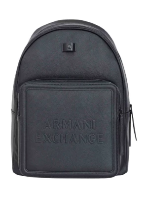 Czarny Plecak z Wytłoczonym Logo Armani Exchange