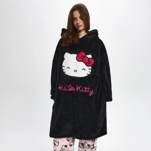 Czarny polarowy bluzokoc z kapturem Hello Kitty House