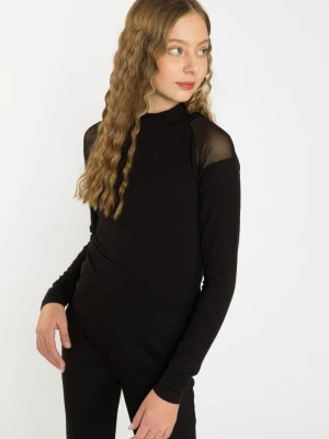 Czarny półgolf z siateczkowymi elementami Reporter