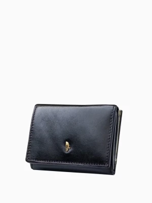 Czarny portfel damski skórzany z kieszenią na bigiel Puccini