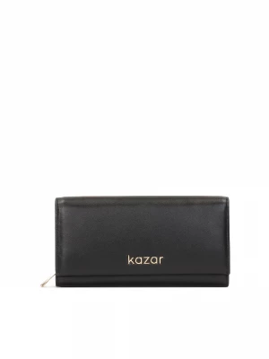 Czarny portfel damski z brązowym wnętrzem Kazar