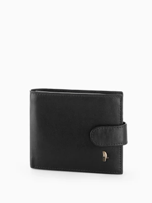 Czarny portfel męski skórzany zamykany na zatrzask Puccini