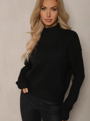 Czarny Pudełkowy Golf z Wełną o Klasycznym Kroju Parista acajo